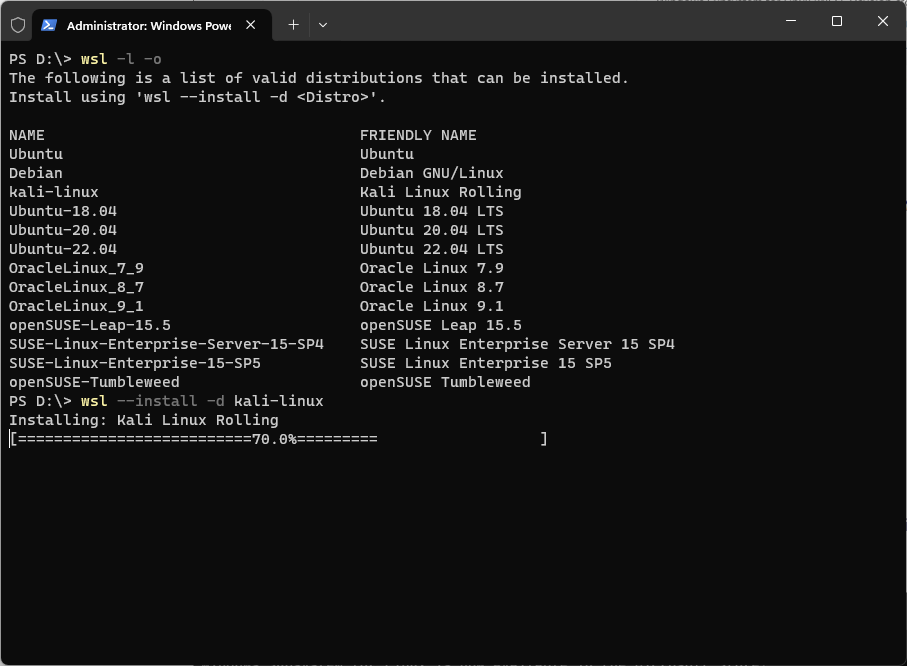 Install Kali Linux WSL