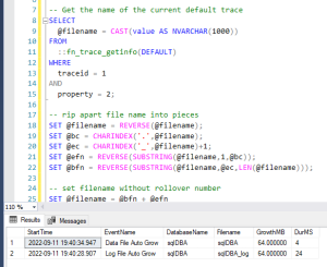 SQL Server Script: Show Database Growth Events - DBASco