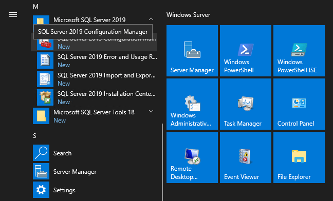 Opening SQL Server Configuration Manager
