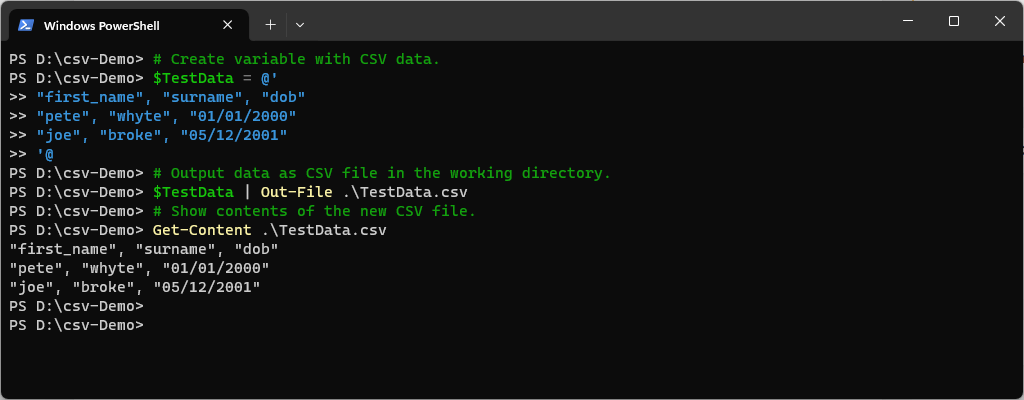 PowerShell Create CSV File