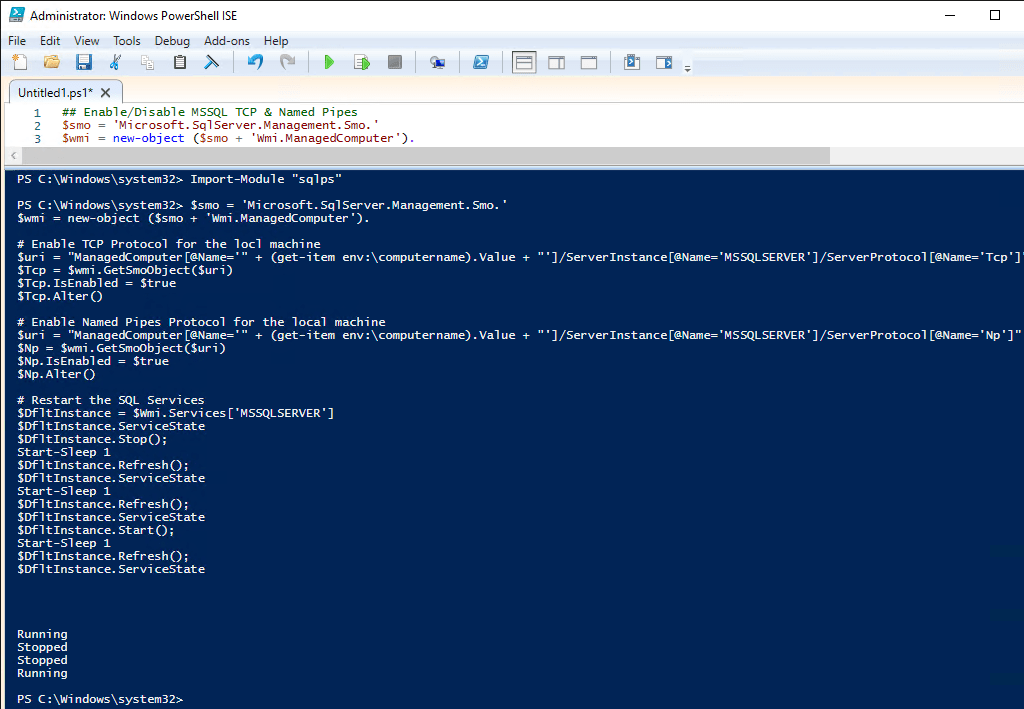 PowerShell Enable SQL Server TCP Connections