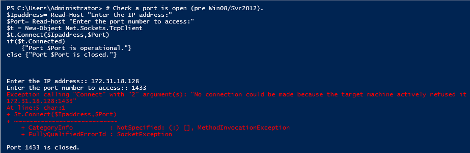 PowerShell Check Port is Open