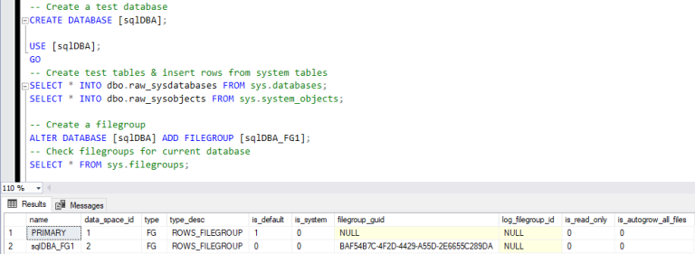 Adding a Filegroup in SQL Server - DBASco