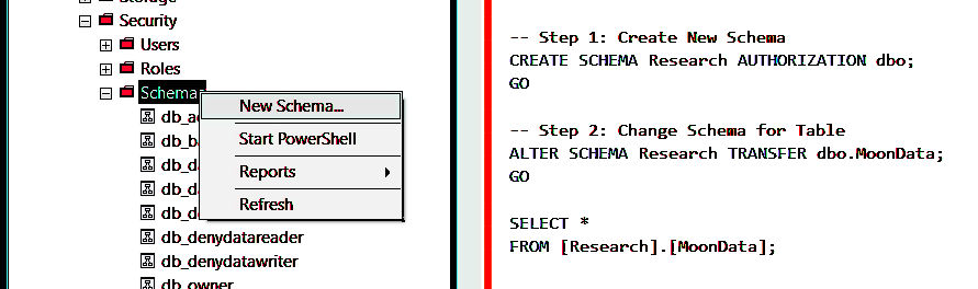 Changing Schemas for Tables in SQL Server