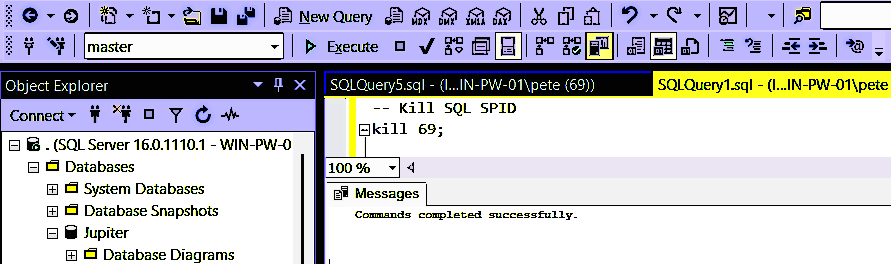 Killing SPIDs in SQL Server