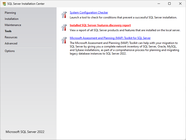 SQL Server 2022 Feature Discovery Report