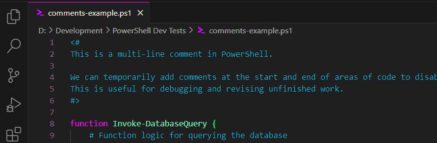 Adding Comments in PowerShell - DBASco